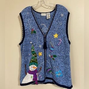 white Stag vntage snowman christmas holiday vest 18/20